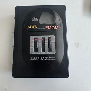 AIWA HS-T370 Portable Cassette Player AM/FM Radio Auto Reverse Super Bass Black
